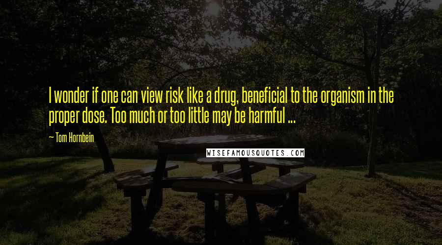 Tom Hornbein Quotes: I wonder if one can view risk like a drug, beneficial to the organism in the proper dose. Too much or too little may be harmful ...