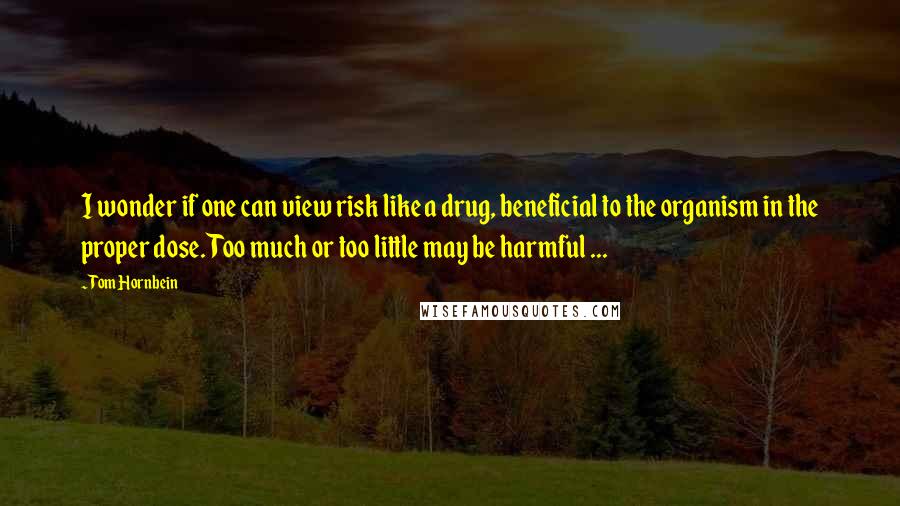 Tom Hornbein Quotes: I wonder if one can view risk like a drug, beneficial to the organism in the proper dose. Too much or too little may be harmful ...