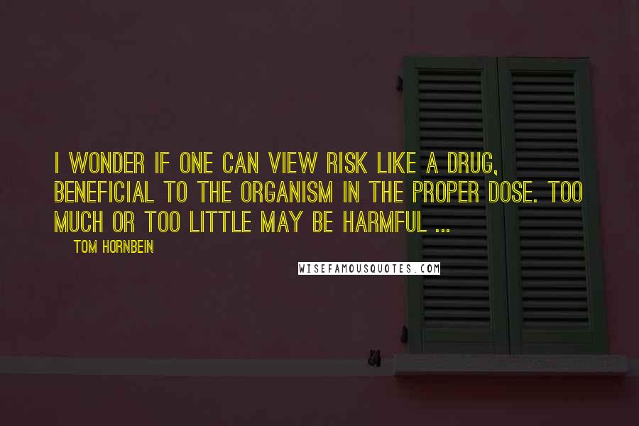 Tom Hornbein Quotes: I wonder if one can view risk like a drug, beneficial to the organism in the proper dose. Too much or too little may be harmful ...