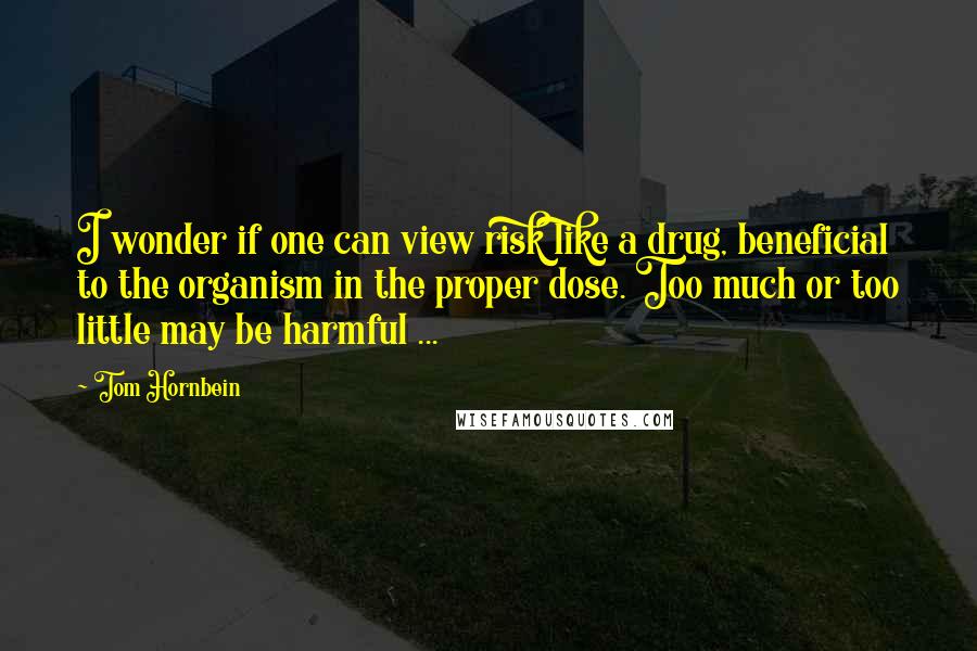 Tom Hornbein Quotes: I wonder if one can view risk like a drug, beneficial to the organism in the proper dose. Too much or too little may be harmful ...