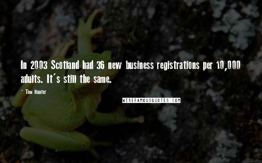 Tom Hunter Quotes: In 2003 Scotland had 36 new business registrations per 10,000 adults. It's still the same.