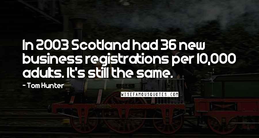 Tom Hunter Quotes: In 2003 Scotland had 36 new business registrations per 10,000 adults. It's still the same.