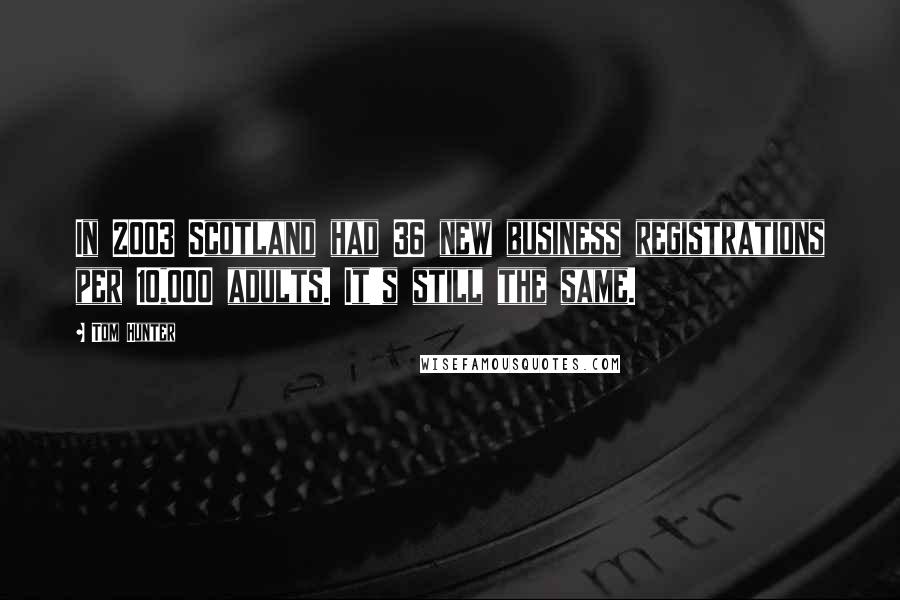Tom Hunter Quotes: In 2003 Scotland had 36 new business registrations per 10,000 adults. It's still the same.