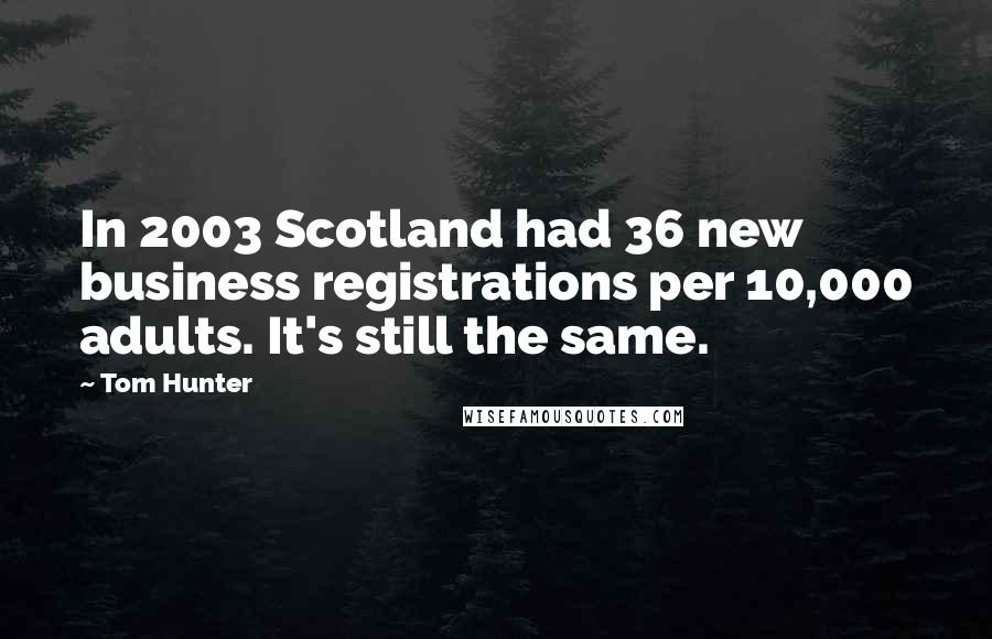 Tom Hunter Quotes: In 2003 Scotland had 36 new business registrations per 10,000 adults. It's still the same.