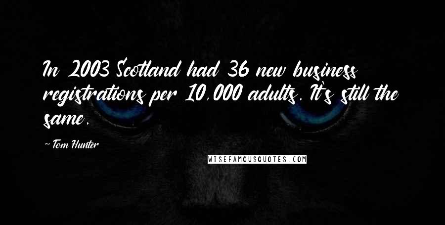 Tom Hunter Quotes: In 2003 Scotland had 36 new business registrations per 10,000 adults. It's still the same.