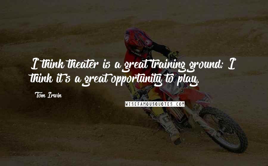 Tom Irwin Quotes: I think theater is a great training ground; I think it's a great opportunity to play.