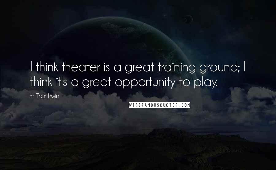 Tom Irwin Quotes: I think theater is a great training ground; I think it's a great opportunity to play.