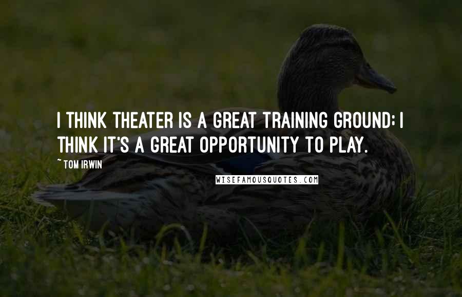 Tom Irwin Quotes: I think theater is a great training ground; I think it's a great opportunity to play.