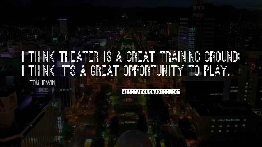 Tom Irwin Quotes: I think theater is a great training ground; I think it's a great opportunity to play.