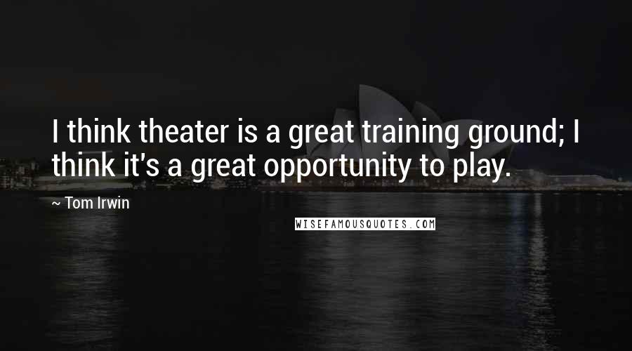 Tom Irwin Quotes: I think theater is a great training ground; I think it's a great opportunity to play.