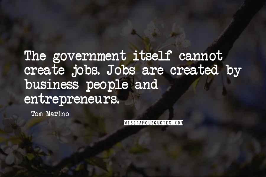 Tom Marino Quotes: The government itself cannot create jobs. Jobs are created by business people and entrepreneurs.