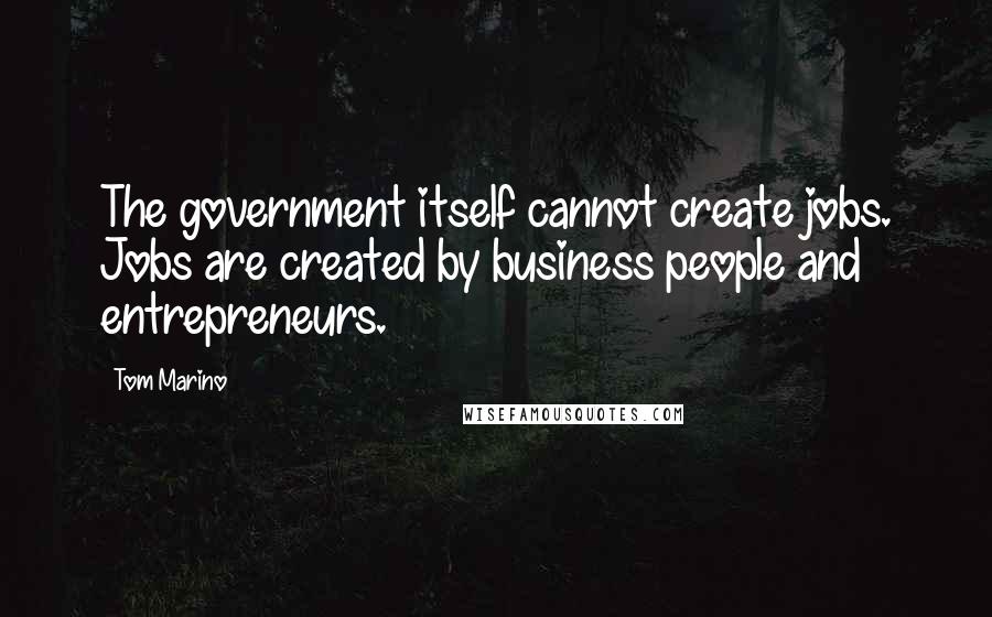 Tom Marino Quotes: The government itself cannot create jobs. Jobs are created by business people and entrepreneurs.