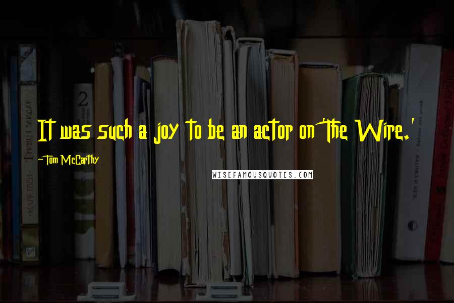 Tom McCarthy Quotes: It was such a joy to be an actor on 'The Wire.'