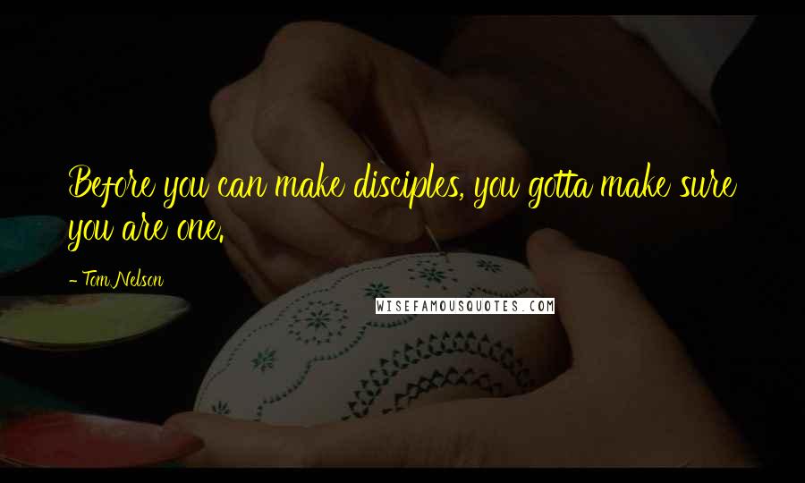 Tom Nelson Quotes: Before you can make disciples, you gotta make sure you are one.