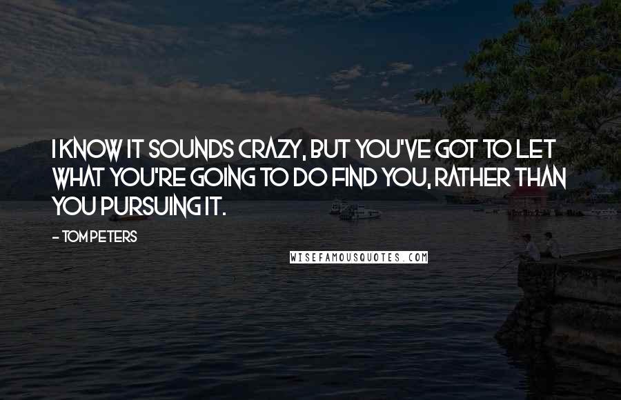 Tom Peters Quotes: I know it sounds crazy, but you've got to let what you're going to do find you, rather than you pursuing it.