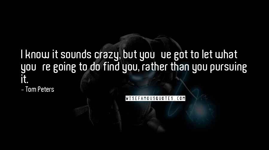 Tom Peters Quotes: I know it sounds crazy, but you've got to let what you're going to do find you, rather than you pursuing it.