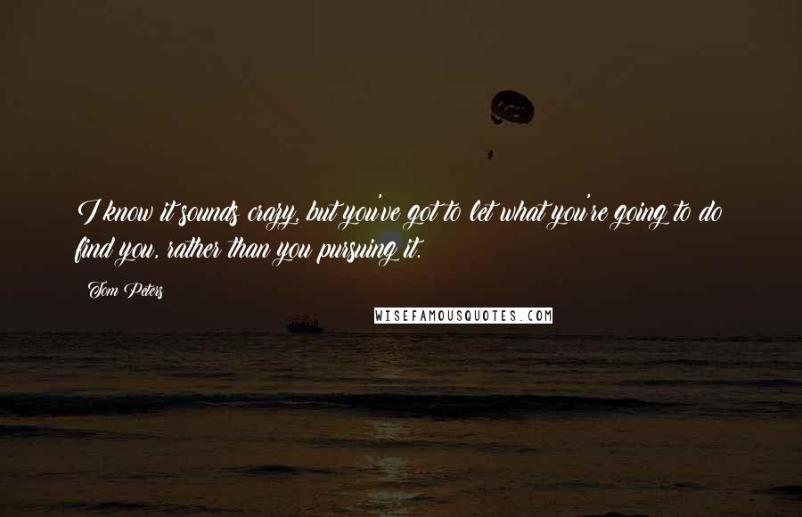 Tom Peters Quotes: I know it sounds crazy, but you've got to let what you're going to do find you, rather than you pursuing it.