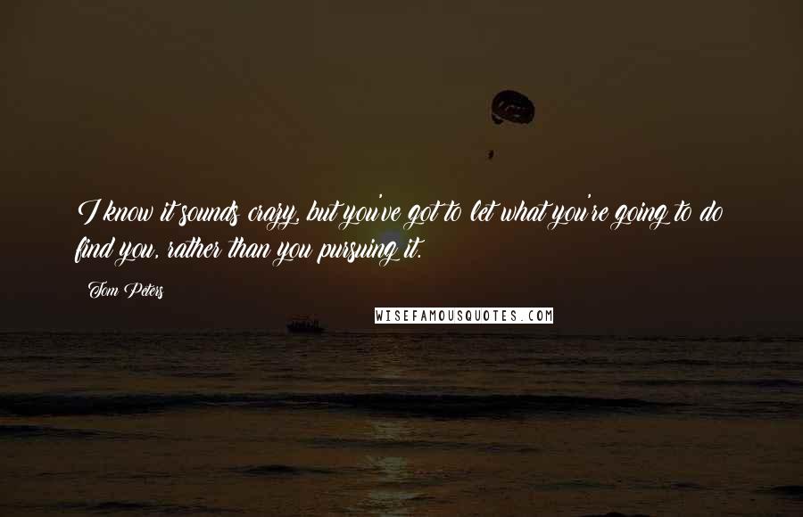 Tom Peters Quotes: I know it sounds crazy, but you've got to let what you're going to do find you, rather than you pursuing it.