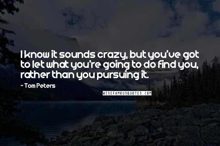 Tom Peters Quotes: I know it sounds crazy, but you've got to let what you're going to do find you, rather than you pursuing it.