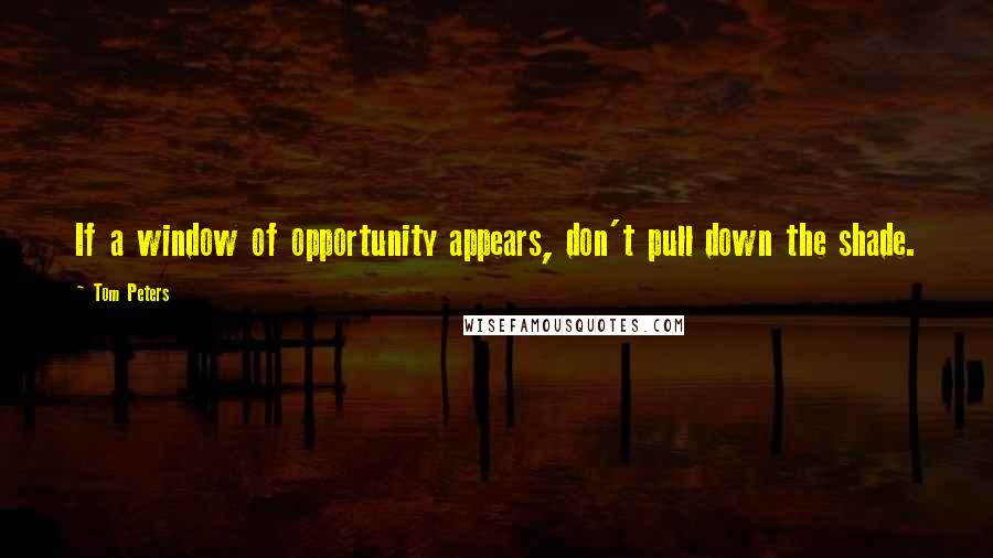 Tom Peters Quotes: If a window of opportunity appears, don't pull down the shade.