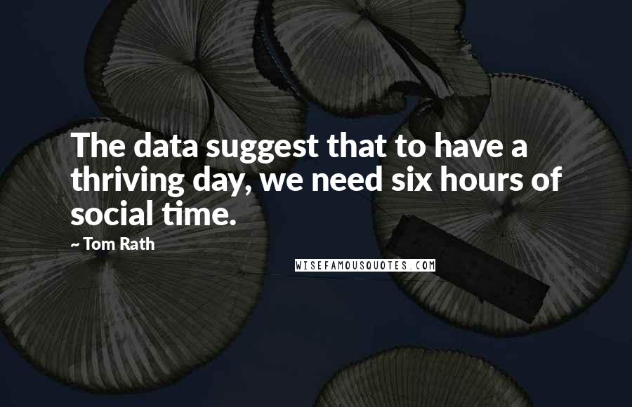 Tom Rath Quotes: The data suggest that to have a thriving day, we need six hours of social time.