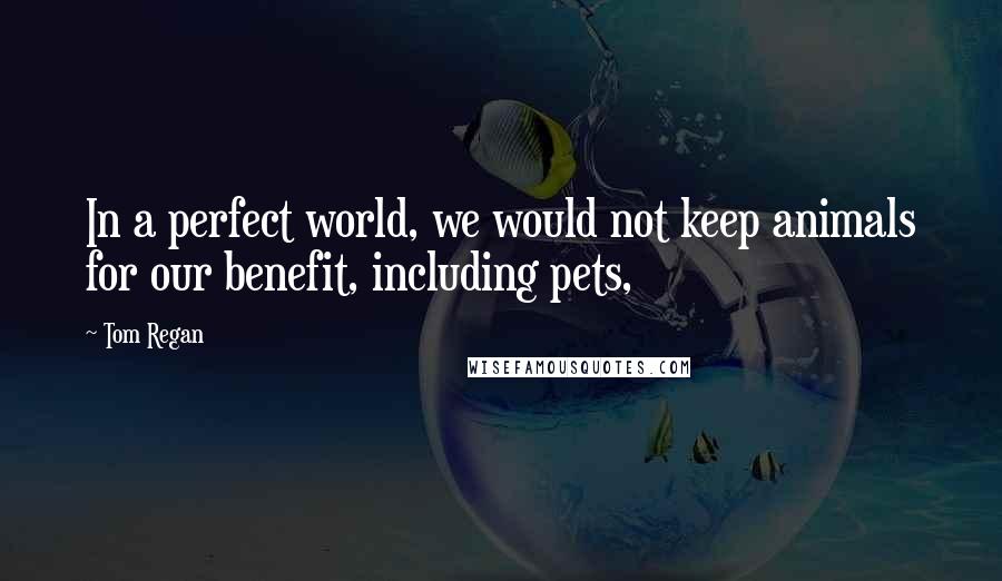 Tom Regan Quotes: In a perfect world, we would not keep animals for our benefit, including pets,