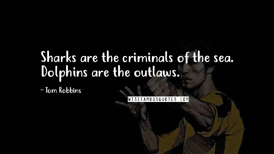 Tom Robbins Quotes: Sharks are the criminals of the sea. Dolphins are the outlaws.