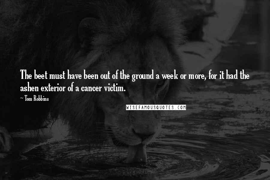 Tom Robbins Quotes: The beet must have been out of the ground a week or more, for it had the ashen exterior of a cancer victim.