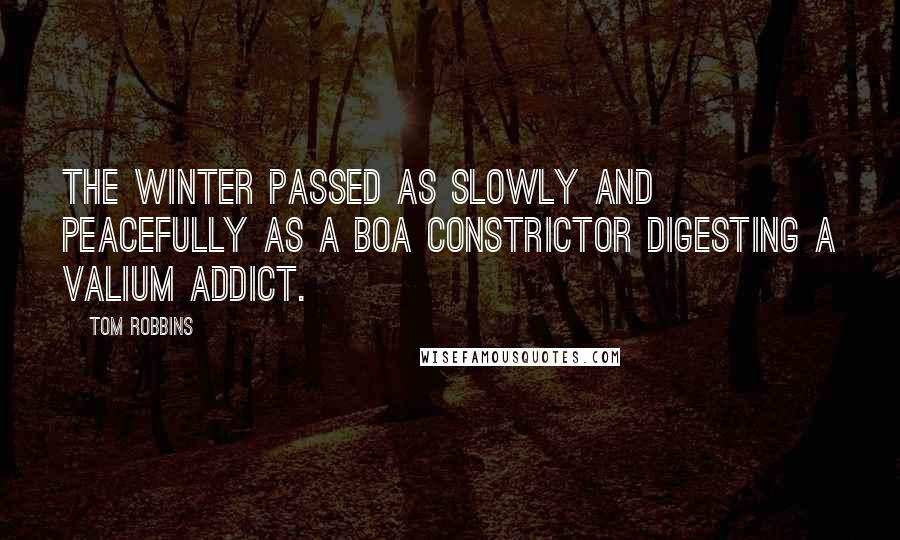 Tom Robbins Quotes: The winter passed as slowly and peacefully as a boa constrictor digesting a valium addict.