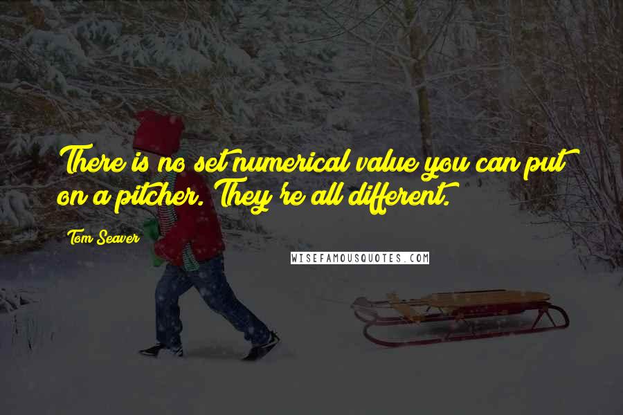 Tom Seaver Quotes: There is no set numerical value you can put on a pitcher. They're all different.