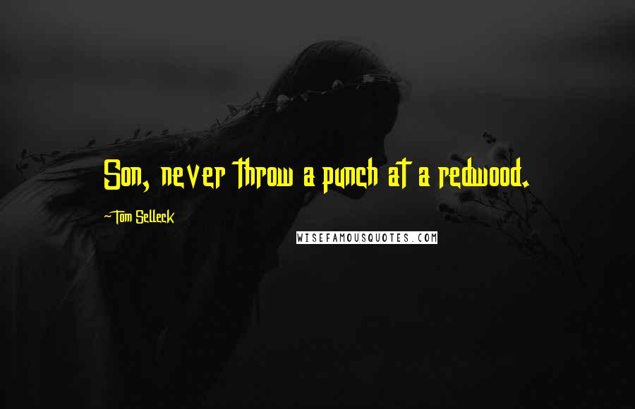 Tom Selleck Quotes: Son, never throw a punch at a redwood.