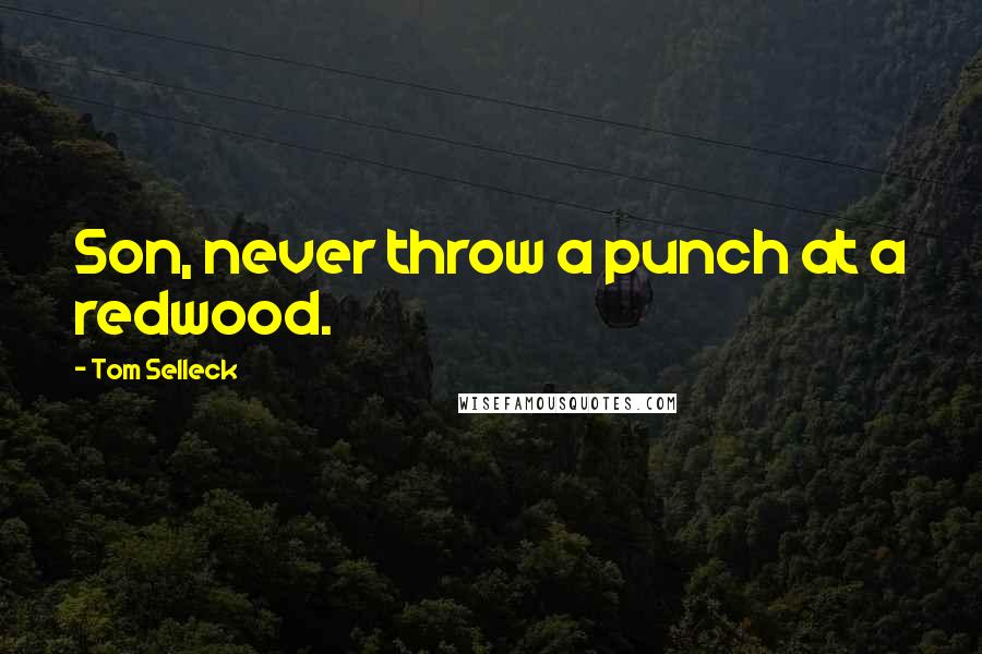 Tom Selleck Quotes: Son, never throw a punch at a redwood.