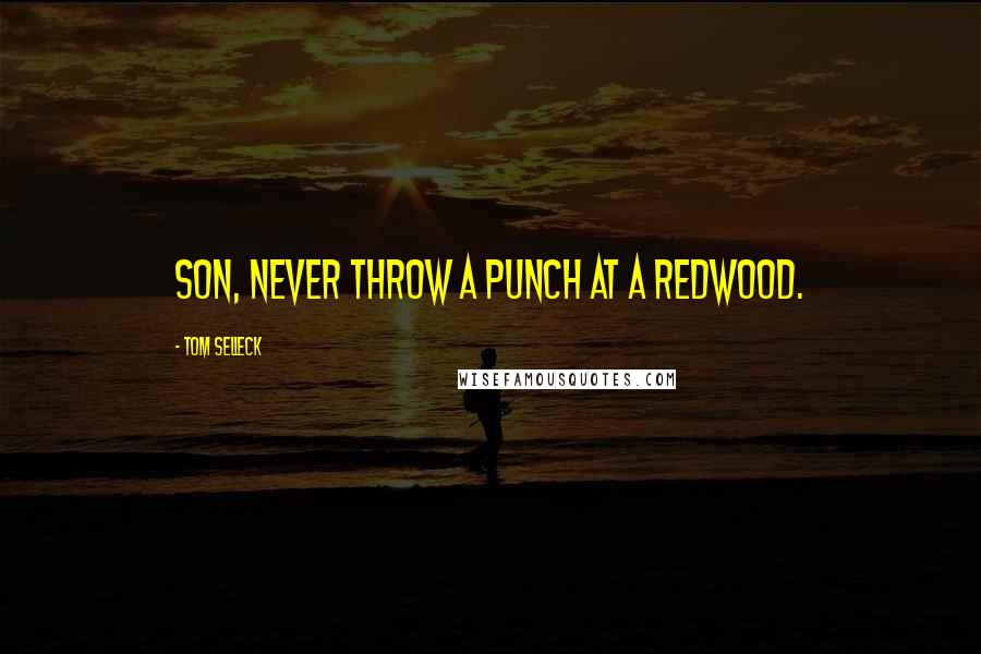 Tom Selleck Quotes: Son, never throw a punch at a redwood.