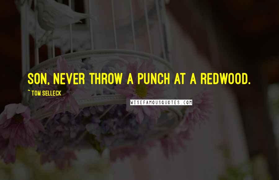 Tom Selleck Quotes: Son, never throw a punch at a redwood.