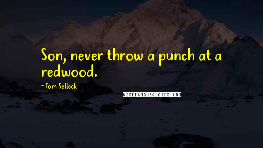 Tom Selleck Quotes: Son, never throw a punch at a redwood.