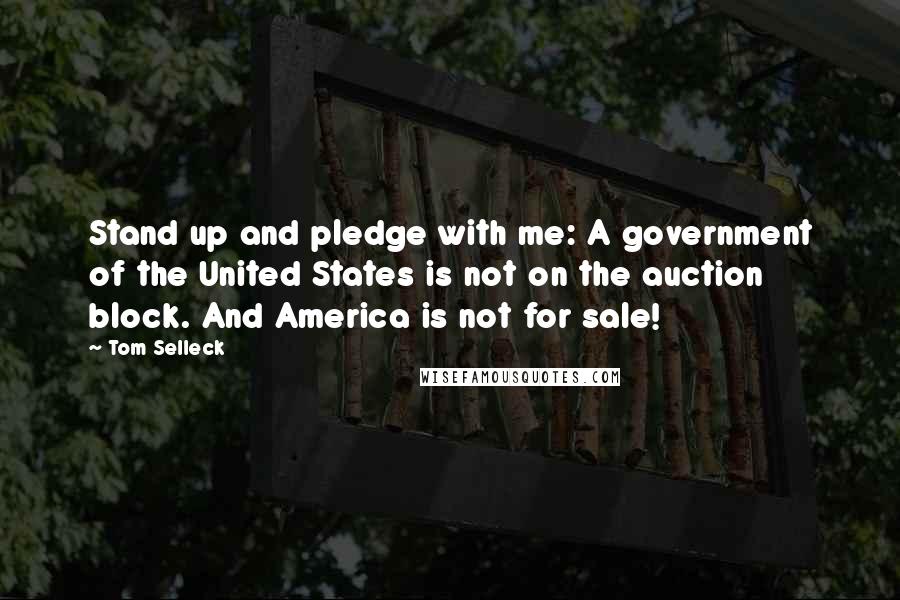Tom Selleck Quotes: Stand up and pledge with me: A government of the United States is not on the auction block. And America is not for sale!
