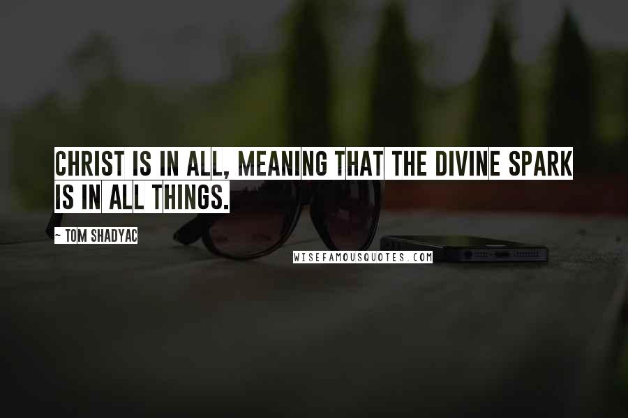 Tom Shadyac Quotes: Christ is in all, meaning that the divine spark is in all things.