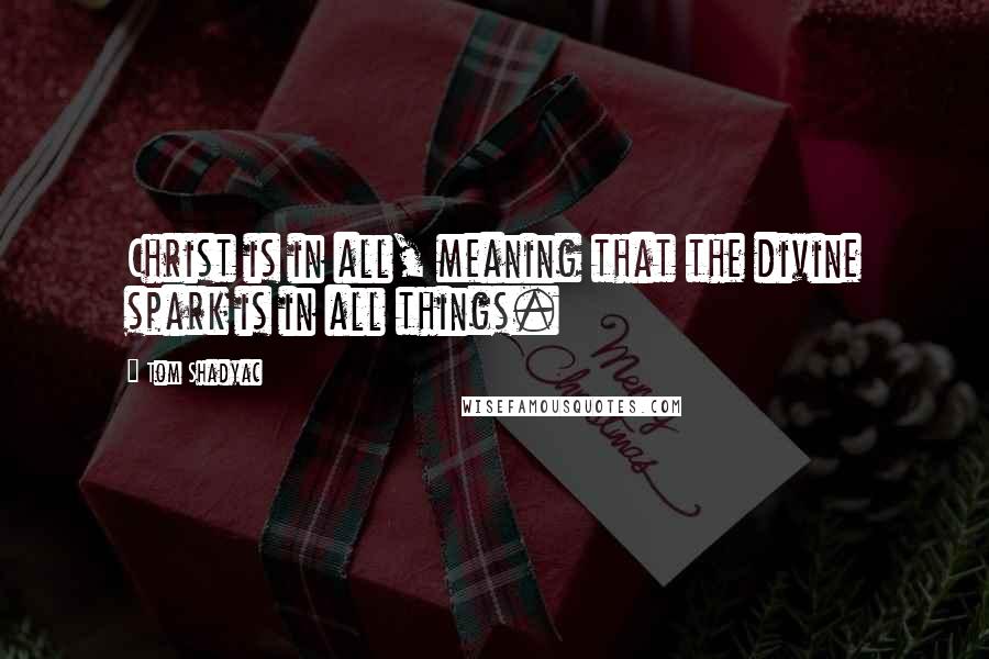 Tom Shadyac Quotes: Christ is in all, meaning that the divine spark is in all things.