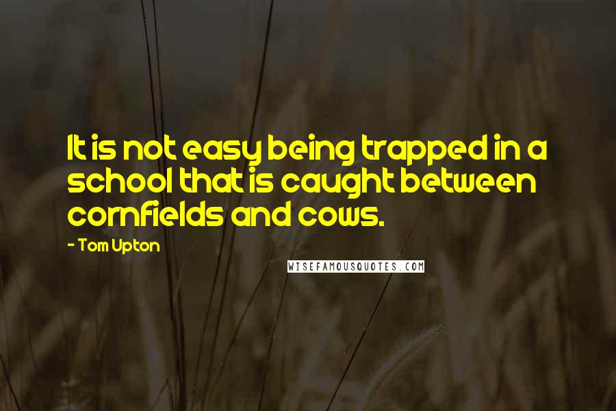 Tom Upton Quotes: It is not easy being trapped in a school that is caught between cornfields and cows.