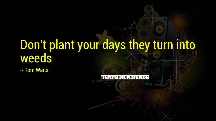 Tom Waits Quotes: Don't plant your days they turn into weeds