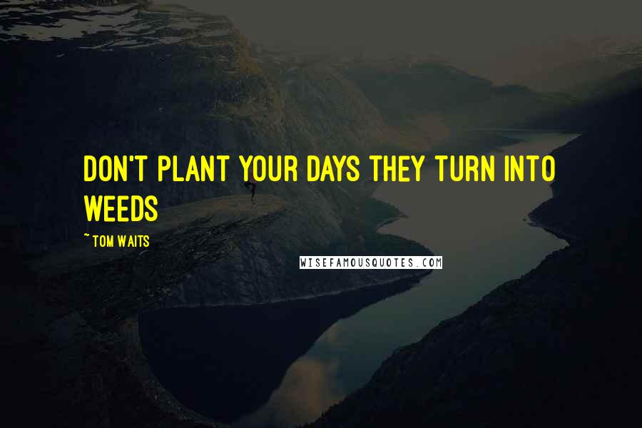 Tom Waits Quotes: Don't plant your days they turn into weeds