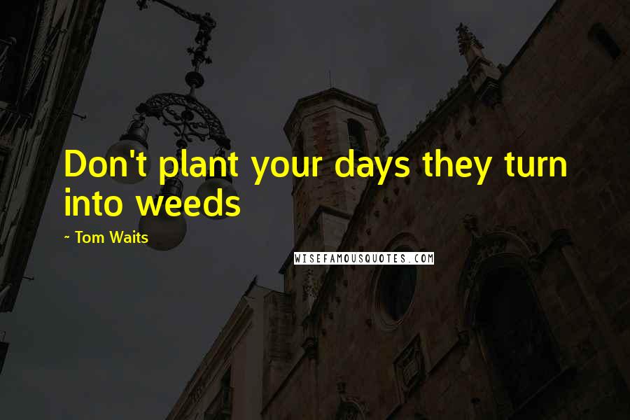 Tom Waits Quotes: Don't plant your days they turn into weeds