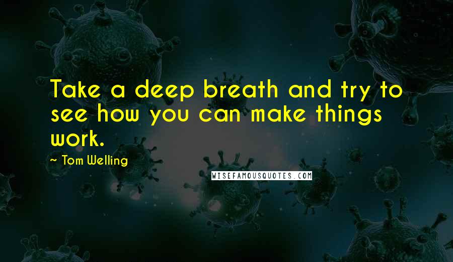 Tom Welling Quotes: Take a deep breath and try to see how you can make things work.