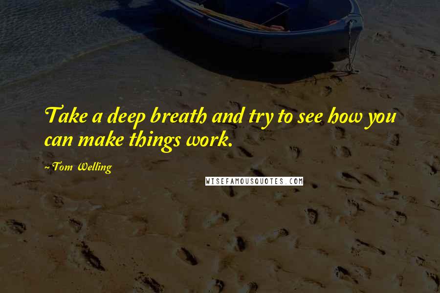 Tom Welling Quotes: Take a deep breath and try to see how you can make things work.