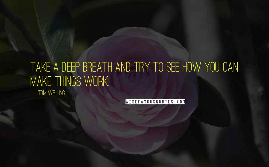 Tom Welling Quotes: Take a deep breath and try to see how you can make things work.