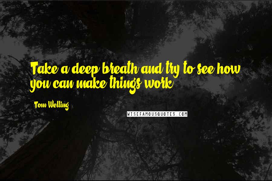 Tom Welling Quotes: Take a deep breath and try to see how you can make things work.