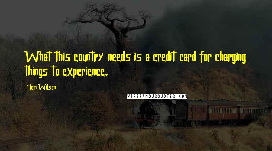 Tom Wilson Quotes: What this country needs is a credit card for charging things to experience.