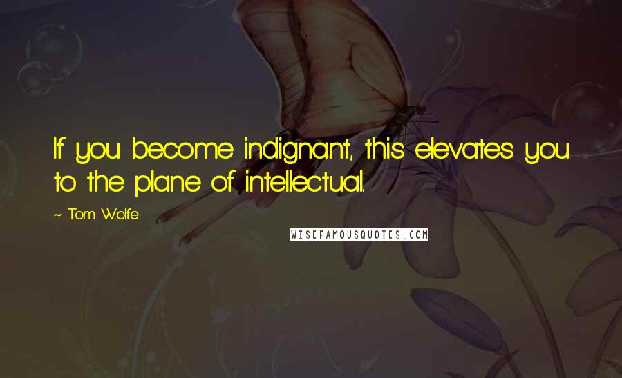 Tom Wolfe Quotes: If you become indignant, this elevates you to the plane of intellectual.
