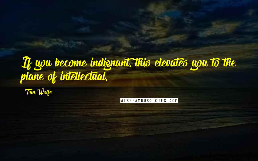 Tom Wolfe Quotes: If you become indignant, this elevates you to the plane of intellectual.