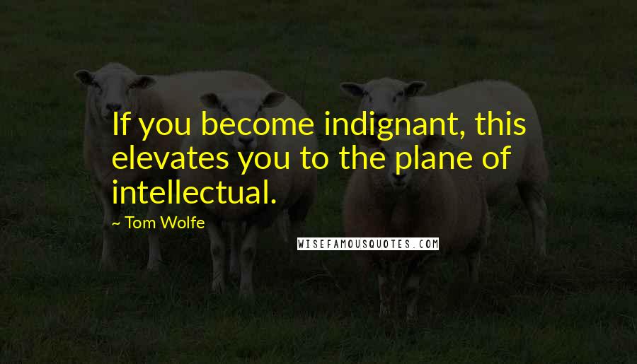 Tom Wolfe Quotes: If you become indignant, this elevates you to the plane of intellectual.